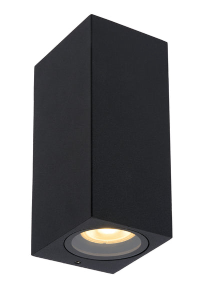 Lucide ZARO modern wall light Black, 2xGU10 35W, 220-240V, IP44 outdoor indoor aluminum square design