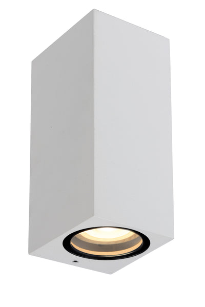 Lámpara de pared LED Lucide ZARO interior exterior, 2xGU10, IP44, diseño moderno en aluminio blanco