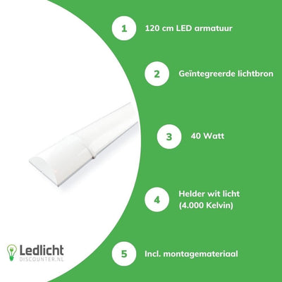 Aigostar LED regleta 120cm 40W 4000K luz blanca brillante lúmenes
