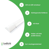Aigostar Pantalla LED 120cm 40W 4000K luz blanca brillante IP20 chip Philips CRI 80 CE RoHS incl montaje