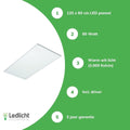 lcb led panel 120x60cm 3000k 60w 7200 lumen incl driver