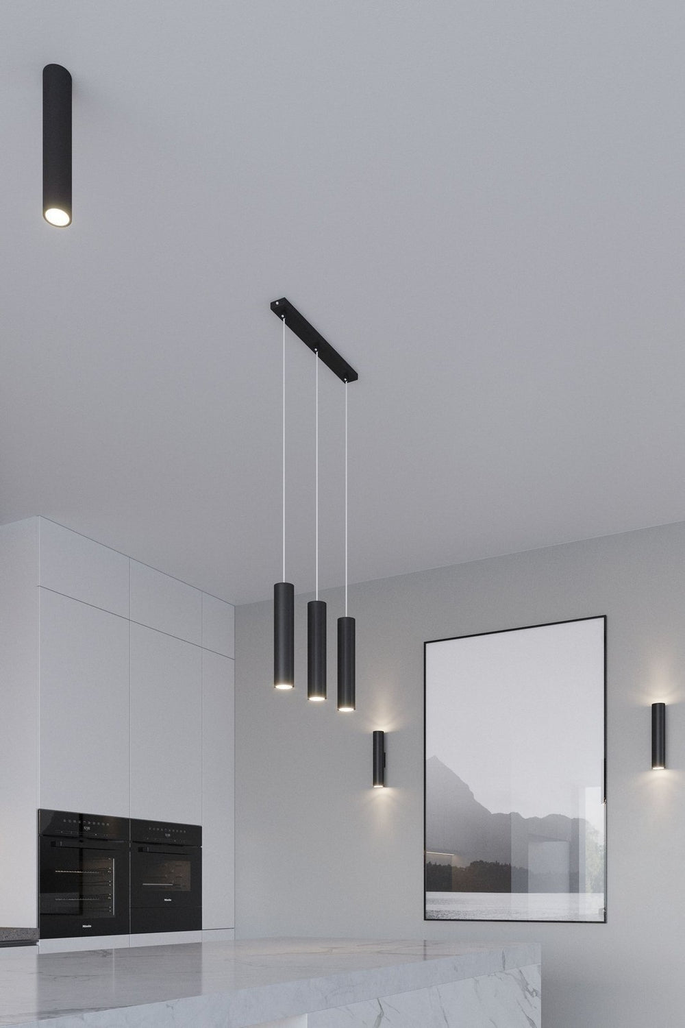 Aigostar lámpara colgante LED Negra LOOPEZ casquillo 2xGU10, carcasa de aluminio, 220-240V, IP20, CE RoHS