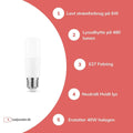 Bombilla LED tipo stick Aigostar E27 T35 6W reemplaza 40W 4000K blanco neutro, sin parpadeo, Ra80, IP20, CE RoHS