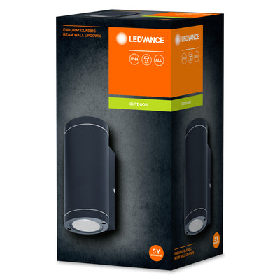 Ledvance ENDURA BEAM Aplique de Pared UpDown GU10, 2x35W, IP44 Exterior de Superficie, Aluminio Gris Oscuro
