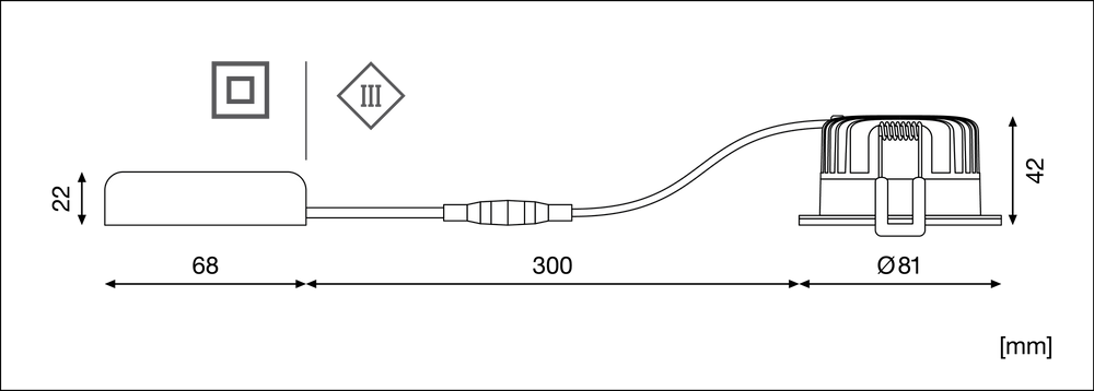 Ledvance fire rated recessed LED spotlight 8W 3000K dimmable IP65 Black 90CRI 36° beam