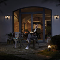 Ledvance ENDURA Classic Tradition Aplique de Pared con Sensor E27 Oro Negro Exterior IP44 Aluminio Fundido a Presión