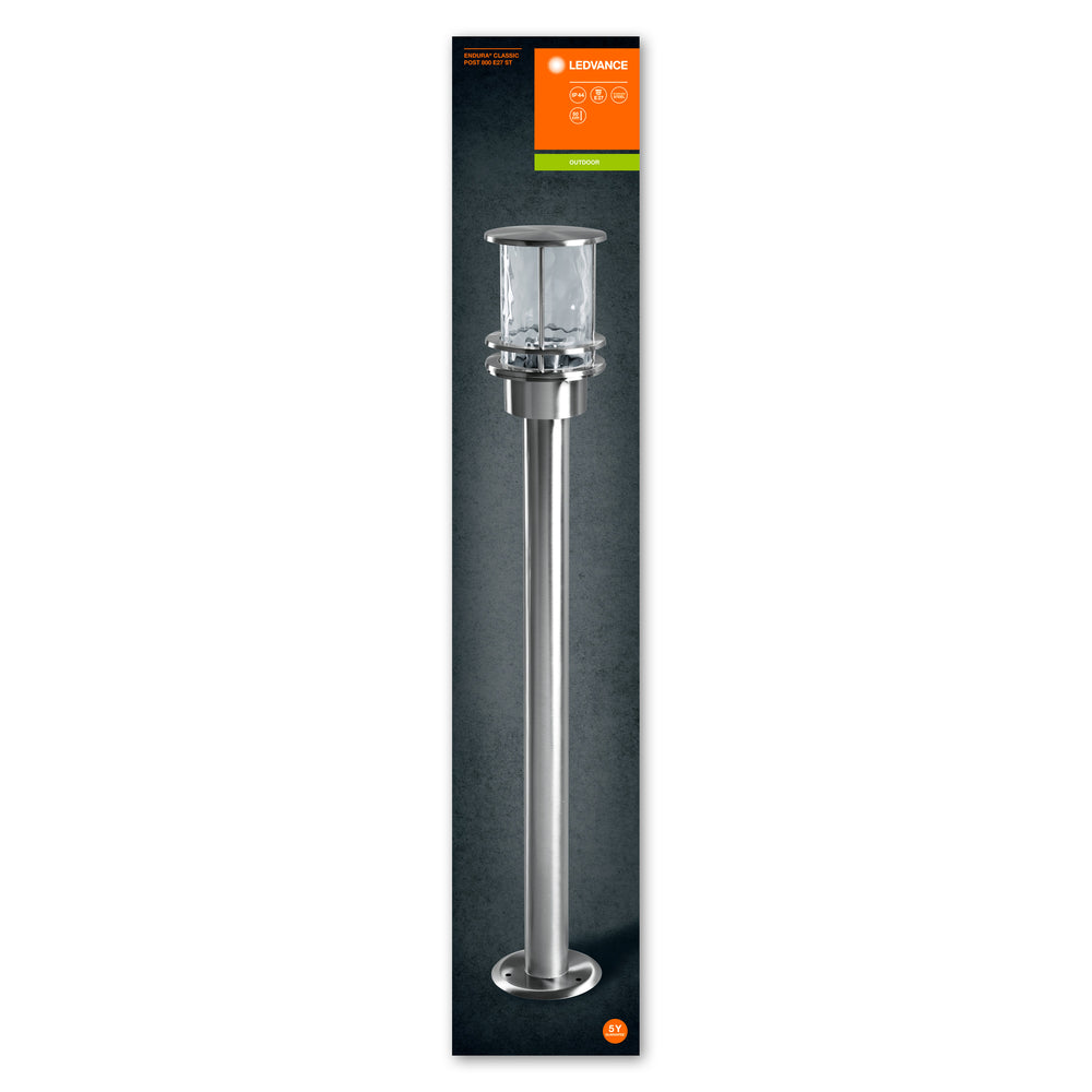 Ledvance ENDURA Classic Post 80cm E27 Lámpara de exterior de acero inoxidable para caminos LED IP44
