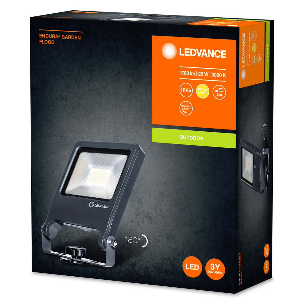 Ledvance ENDURA Garden Flood Spike Luz LED Exterior 20W 3000K 1700 lúmenes IP65 Gris Oscuro