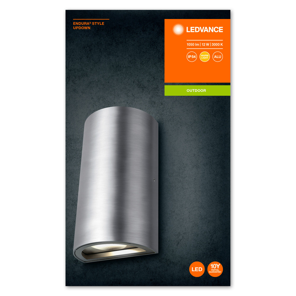 Ledvance ENDURA STYLE Aplique de Pared LED UpDown 12W 3000K 700 lúmenes IP44 Aluminio Exterior Montaje en Superficie