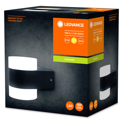 Ledvance ENDURA Style UpDown Puck Aplique de Pared LED 13W 3000K 980 lúmenes IP44 Gris Oscuro Exterior