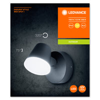 Ledvance ENDURA Style Midi Spot I aplique de pared LED 13.5W 3000K 800 lúmenes IP44 Gris oscuro exterior