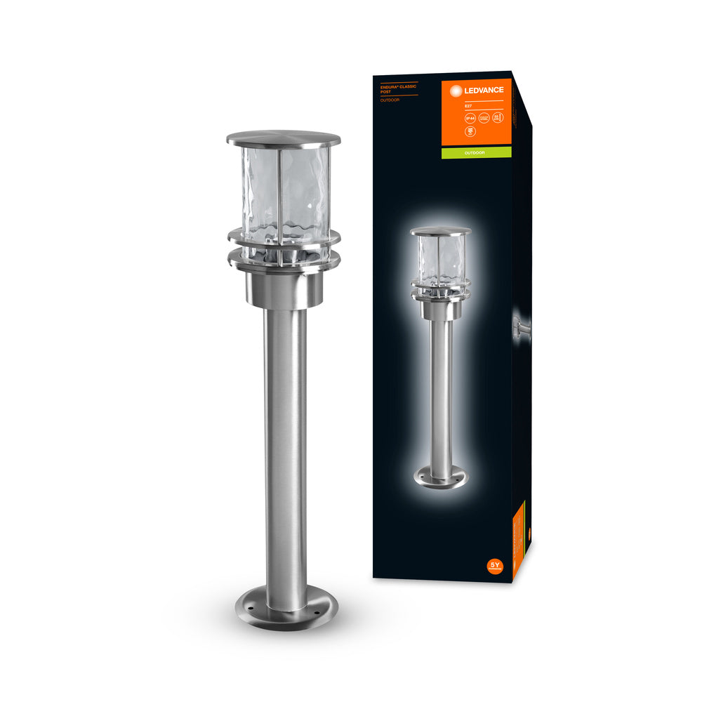 Lámpara de exterior Ledvance ENDURA Classic Post 55cm E27 de acero inoxidable IP44 con difusor de vidrio