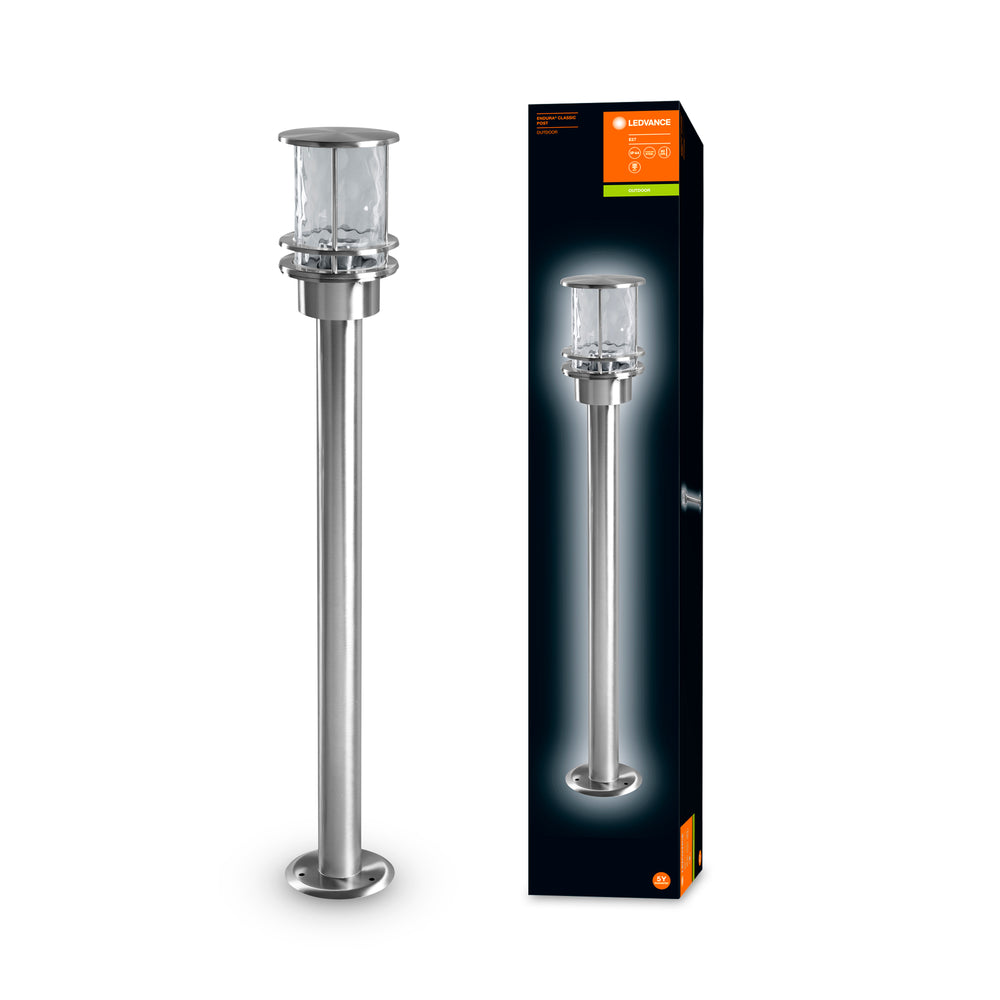 Ledvance ENDURA Classic Post 80cm E27 Lámpara de exterior de acero inoxidable para caminos LED IP44