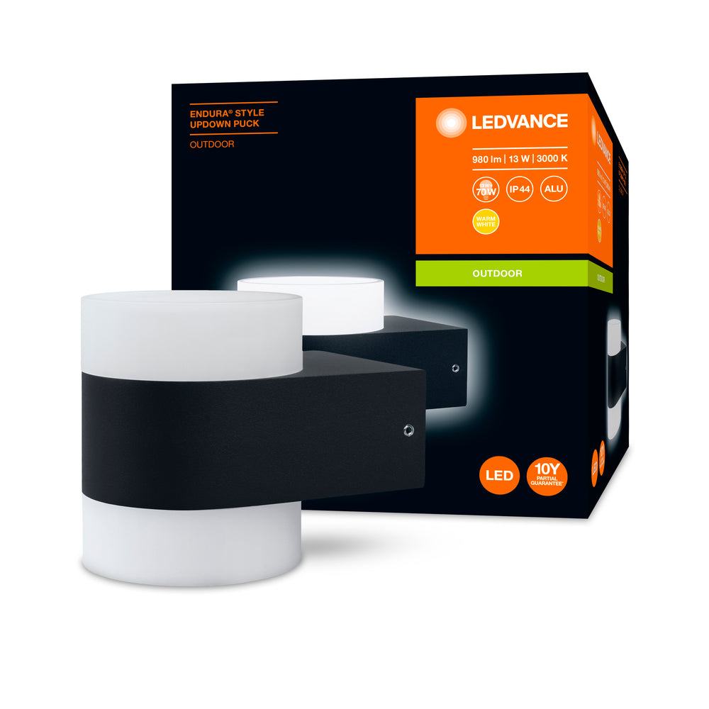 Ledvance ENDURA Style UpDown Puck Aplique de Pared LED 13W 3000K 980 lúmenes IP44 Gris Oscuro Exterior