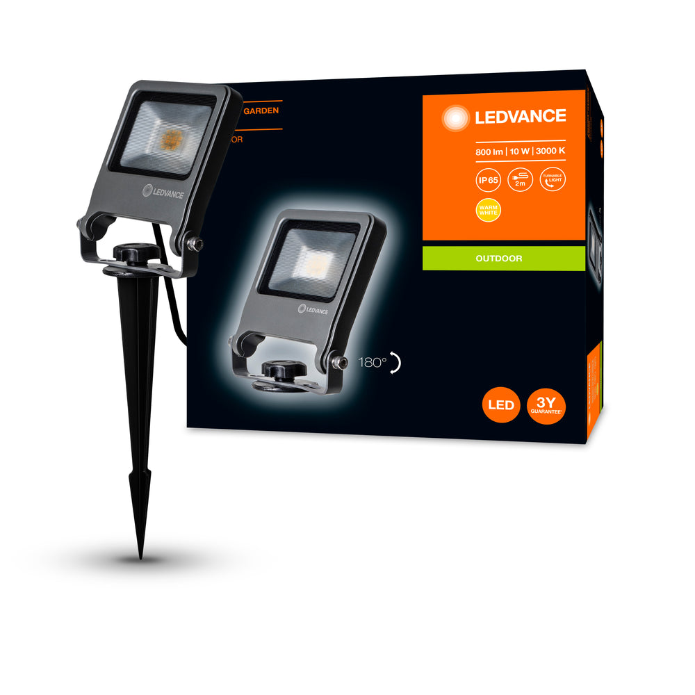 Ledvance ENDURA Foco de Jardín con Estaca LED Exterior 10W 3000K 800 lúmenes IP65 Gris Oscuro