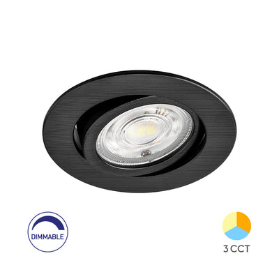 Foco LED dimmable Braytron de 7W, 630 lúmenes, temperatura de color 3IN1, negro, CRI >80, IP20