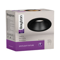 Foco interior Braytron, casquillo MR16, 35W, aluminio negro, diámetro de 85mm