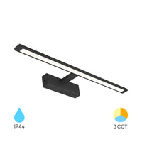 Braytron 12W LED mirror lamp, 900 lumen, 3-in-1 CCT, IP44, black aluminum, 600 mm length