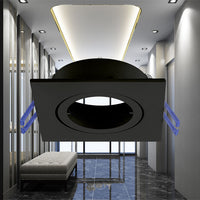 Foco LED empotrado Braytron GU10 cuadrado 82x82mm aluminio negro IP20 35W máx corte 70mm