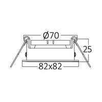 Foco LED empotrado Braytron GU10 cuadrado 82x82mm aluminio negro IP20 35W máx corte 70mm