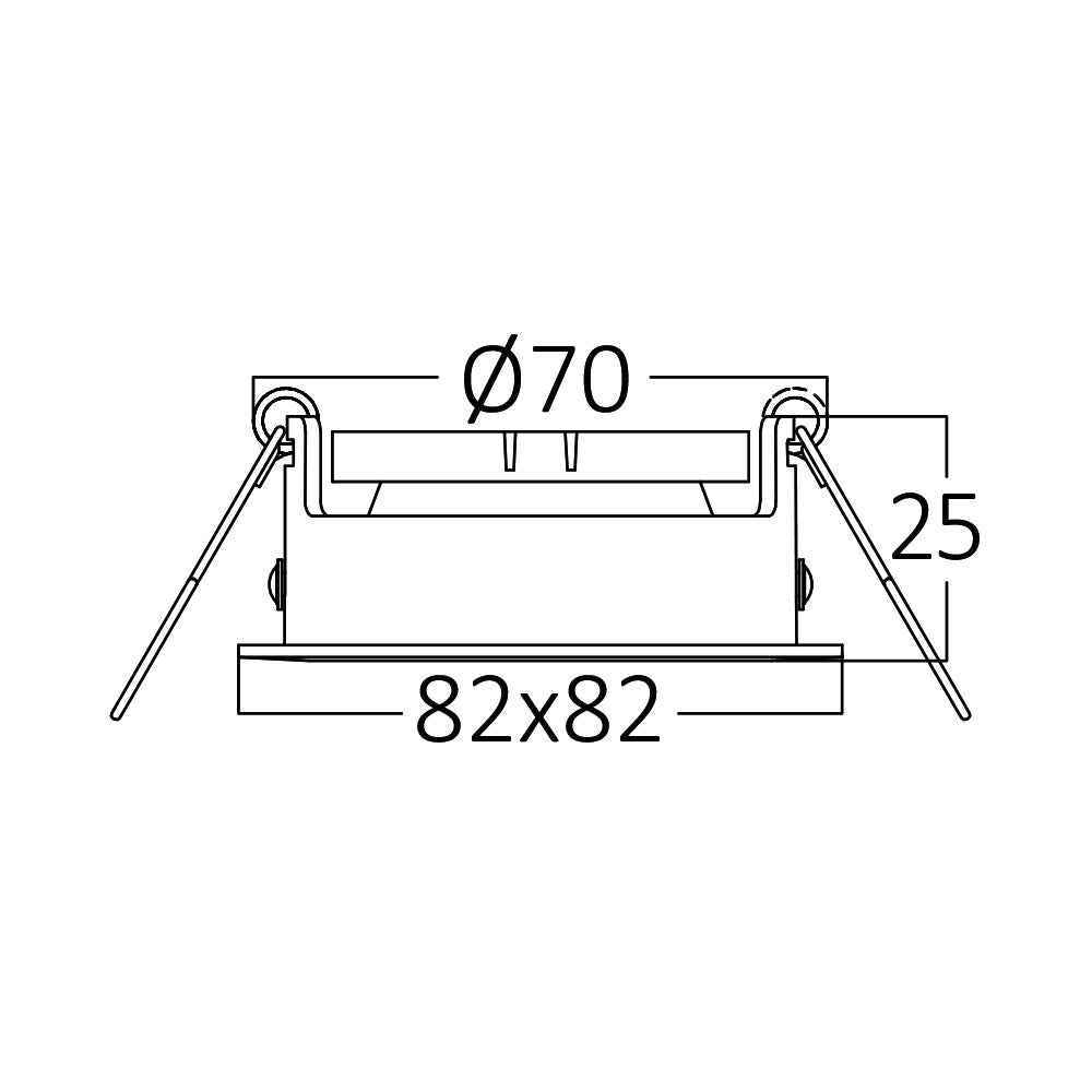 Foco LED empotrado Braytron GU10 cuadrado 82x82mm aluminio negro IP20 35W máx corte 70mm