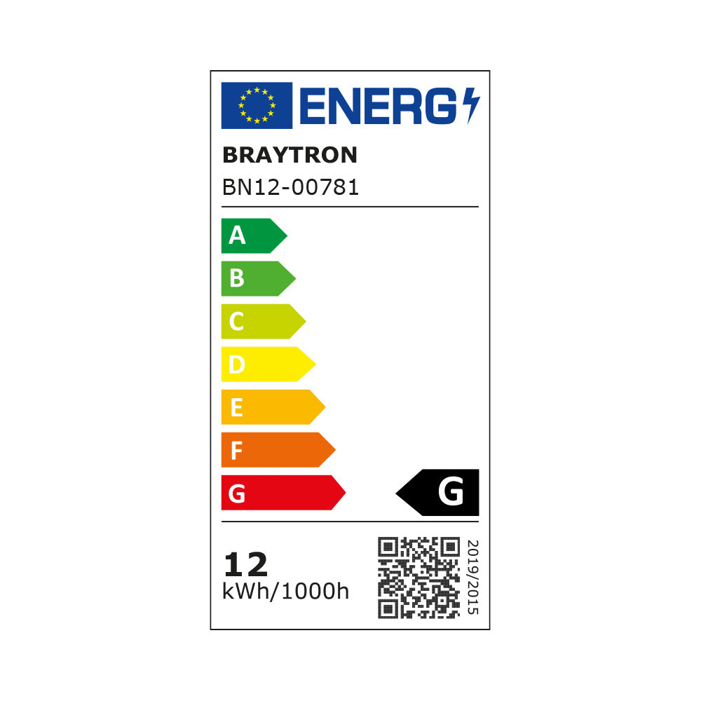 Lámpara de espejo LED Braytron 12W Negra 600mm 3-en-1 CCT 220-240V IP44 900 lúmenes Aluminio