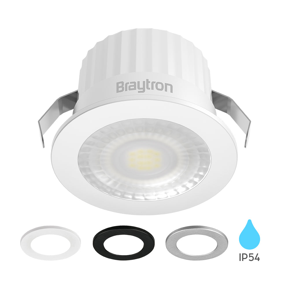 Foco LED Braytron 3W 3000K 210 lúmenes IP54 >80CRI haz de 38° no regulable 220-240V blanco cálido