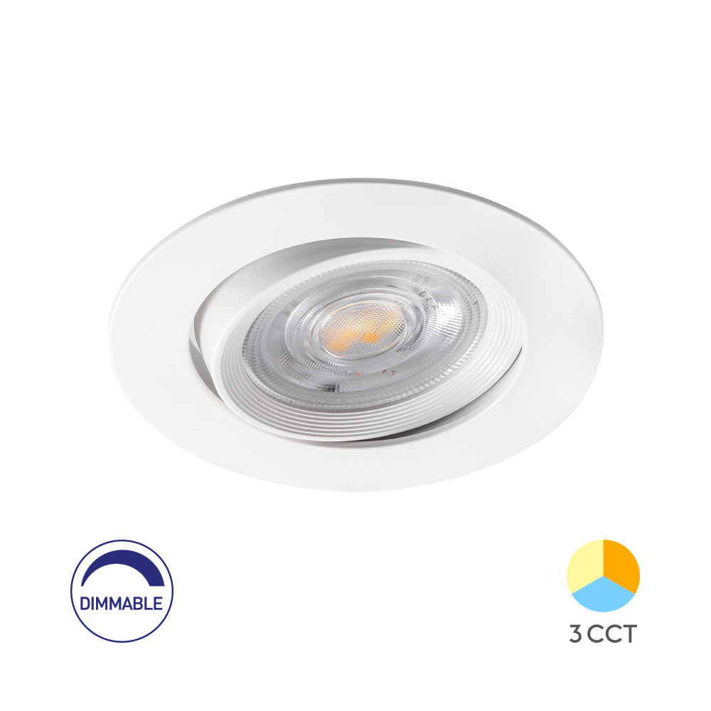 Braytron Foco LED 7W 220-240V CCT 3-en-1 Regulable Redondo Blanco IP20 630 lúmenes Haz 38°