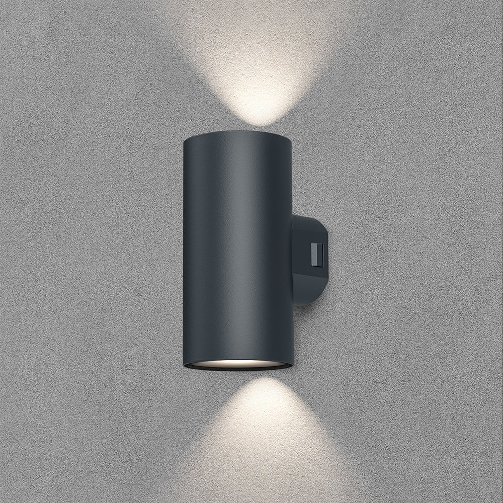 Aplique de pared LED Braytron 2x9W CCT 3 en 1 1780 lúmenes Gris IP65 IK08 iluminación exterior