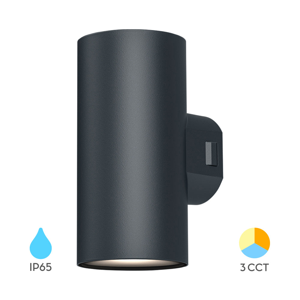 Aplique de pared LED Braytron 2x9W CCT 3 en 1 1780 lúmenes Gris IP65 IK08 iluminación exterior