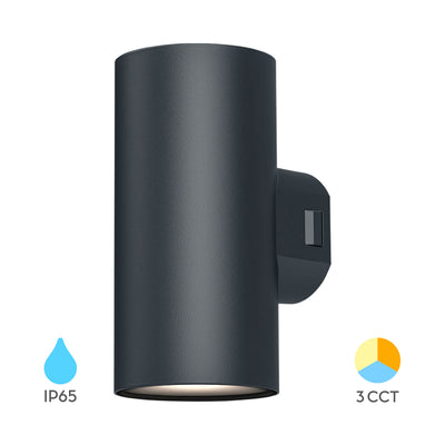 Braytron LED wall light 2x9W 3-in-1 CCT 1780 lumens Grey IP65 IK08 outdoor lighting