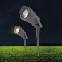 Braytron luz de pincho para exteriores de 9W, IP65, LED, ámbar, ángulo de haz de 60°, cuerpo de aluminio