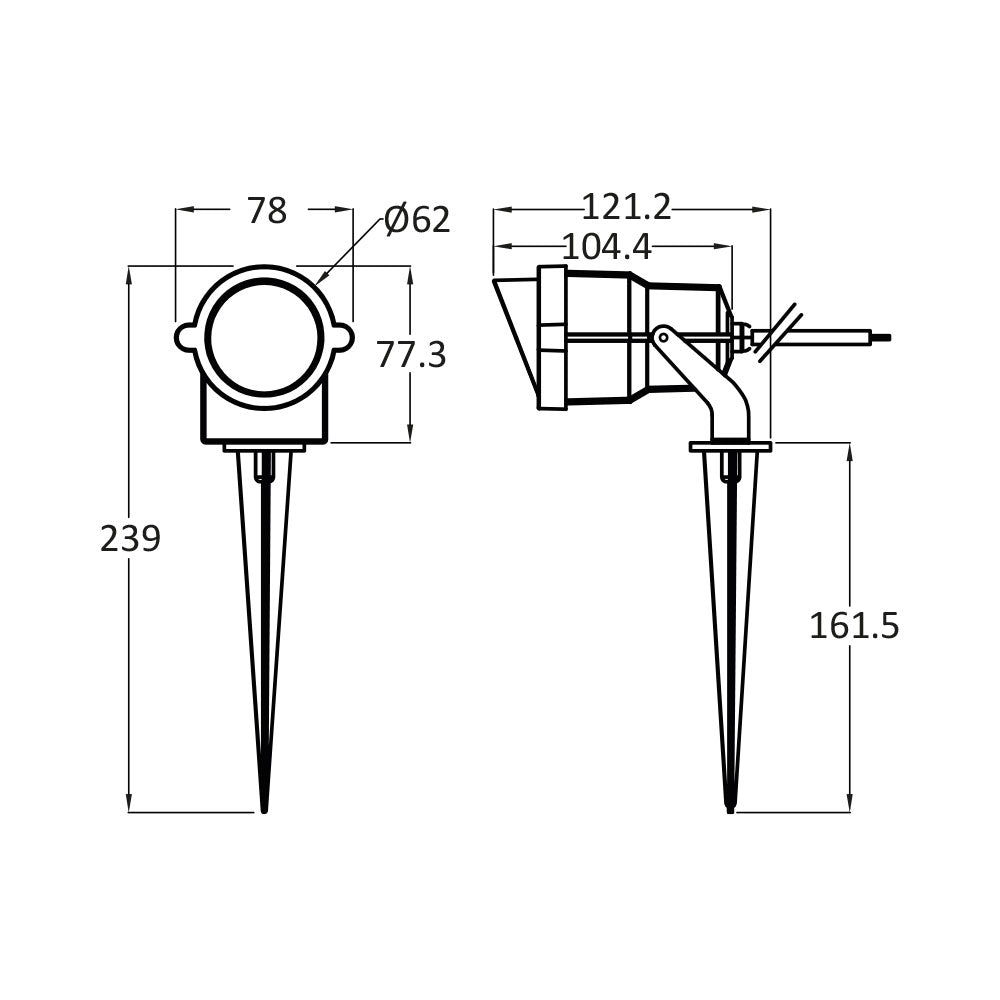 Braytron luz de pincho para exteriores de 9W, IP65, LED, ámbar, ángulo de haz de 60°, cuerpo de aluminio