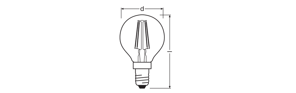 Bombilla LED clásica E14 filament transparente 4W 470 lúmenes 2700K blanco muy cálido reemplaza 40W