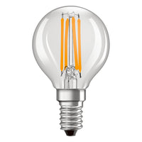 Bombilla LED clásica E14 filament transparente 4W 470 lúmenes 2700K blanco muy cálido reemplaza 40W
