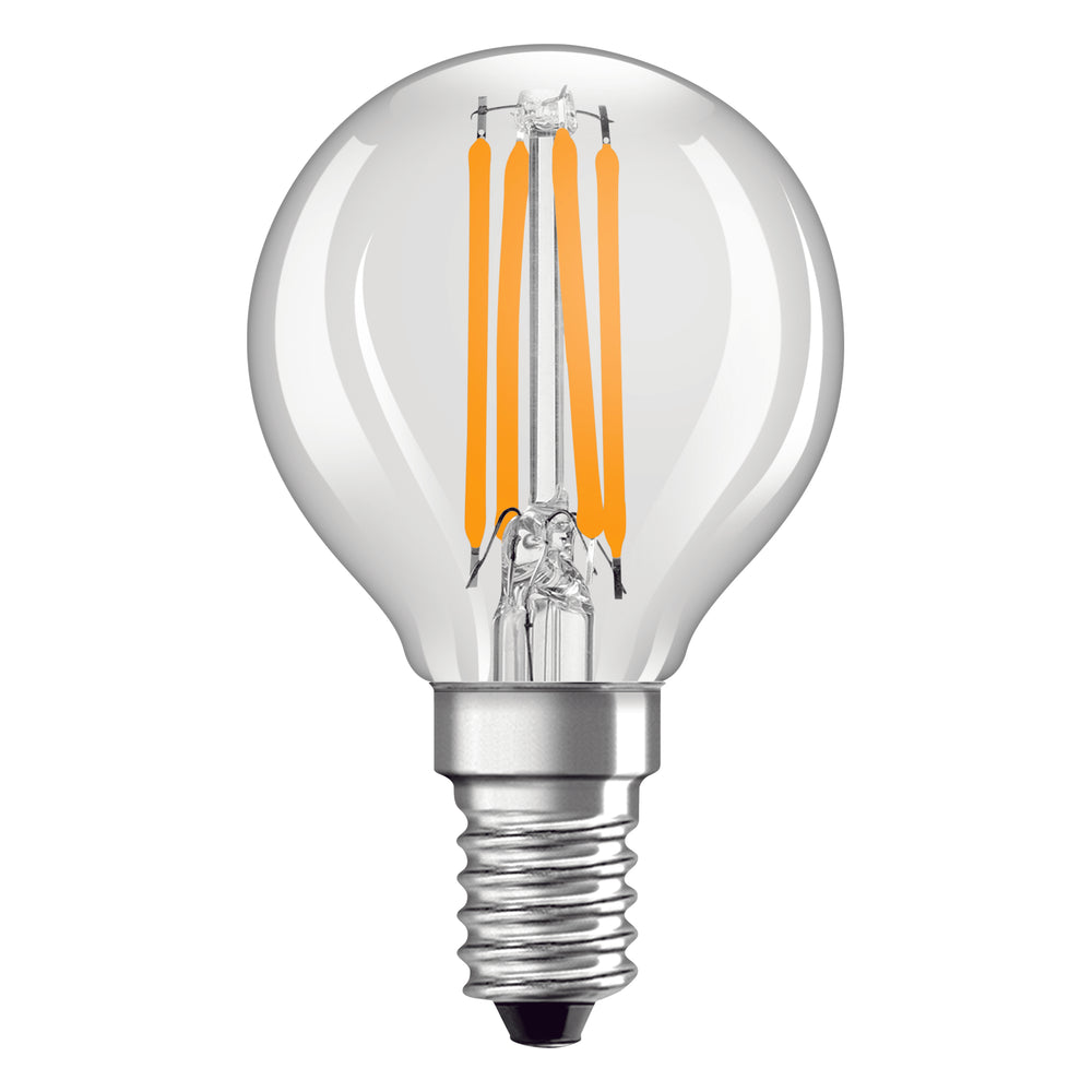 Bombilla LED clásica E14 filament transparente 4W 470 lúmenes 2700K blanco muy cálido reemplaza 40W