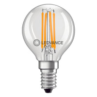 Bombilla LED clásica E14 filament transparente 4W 470 lúmenes 2700K blanco muy cálido reemplaza 40W