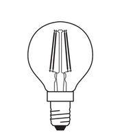 Bombilla LED clásica E14 filament transparente 4W 470 lúmenes 2700K blanco muy cálido reemplaza 40W