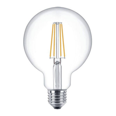 LCB LED filament lamp E27 10.5W 3000K warm white, Philips chip, CRI 80, IP20, globe shape, CE RoHS