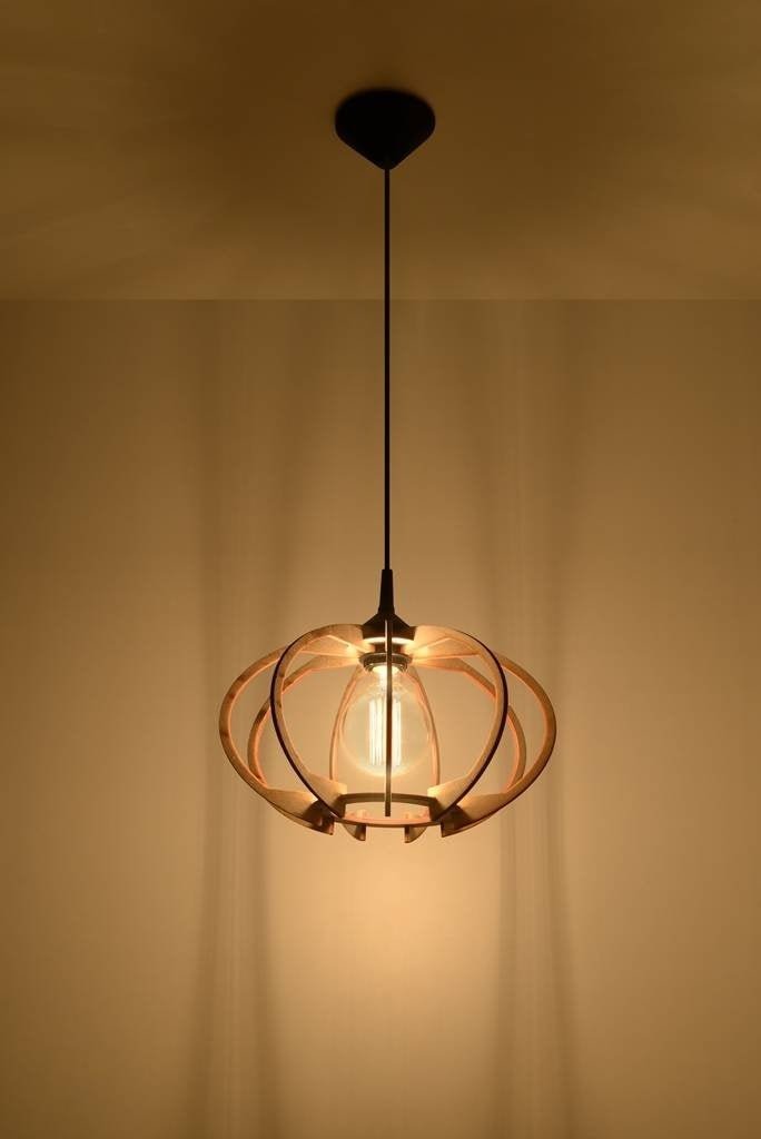 Led hanglamp hout mandelino e27 socket, 115mm height, 13mm width, mat goud aluminum