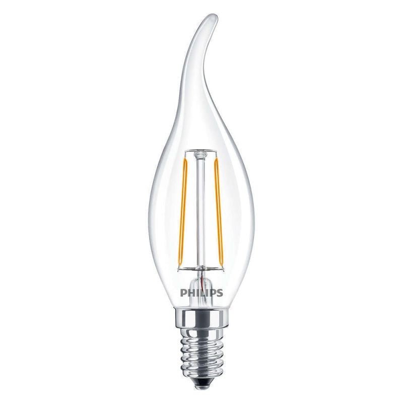 Bombilla Philips CorePro LED vela E14 filamento 250 lúmenes 2700K no regulable acabado claro