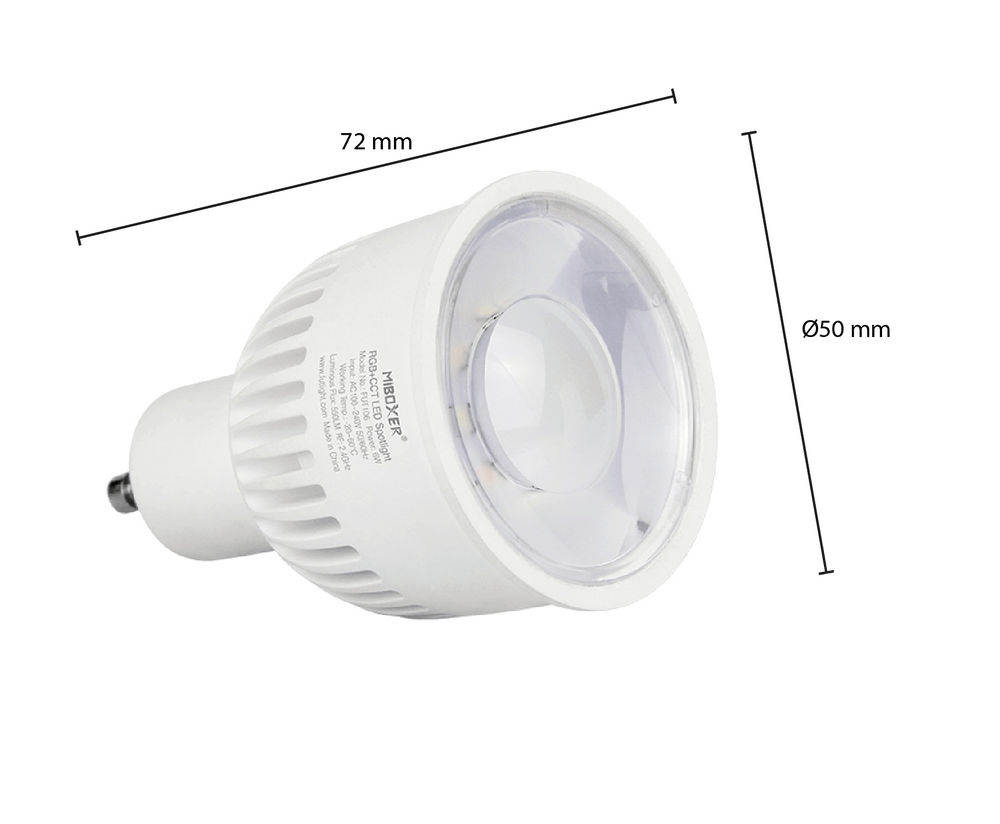 Foco LED GU10 6W 550 lúmenes RGB+CCT MIBOXER luz regulable