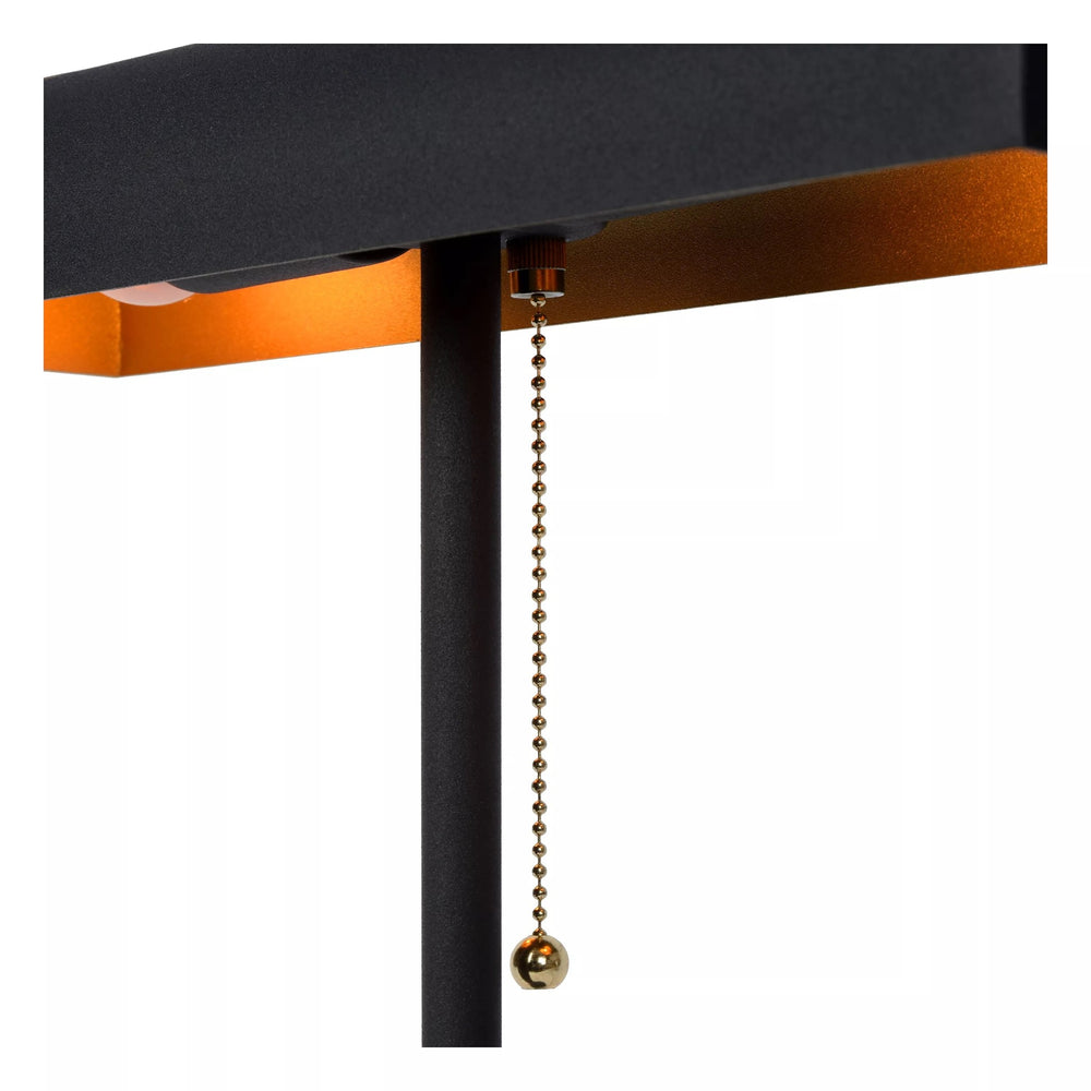 Lámpara de mesa Lucide Glendale, casquillo 2xE27, compatible con LED, Negra con detalles en oro mate, IP20, CE RoHS
