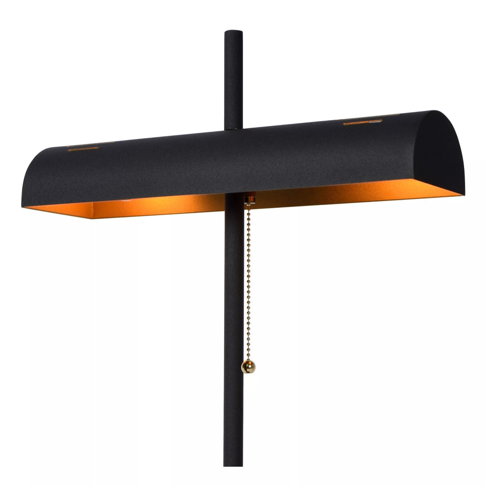 Lámpara de mesa Lucide Glendale, casquillo 2xE27, compatible con LED, Negra con detalles en oro mate, IP20, CE RoHS