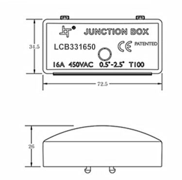 Caja de conexiones LCB con bloque de terminales 3 hilos 0.25mm² a 2.5mm² IP44, 220-240V, certificado CE RoHS