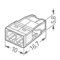 Conector LED WAGO 2 vías 0.5-2.5mm² 2273-202, IP20, 220-240V, CE RoHS, bloque de conexión compacto 100uds