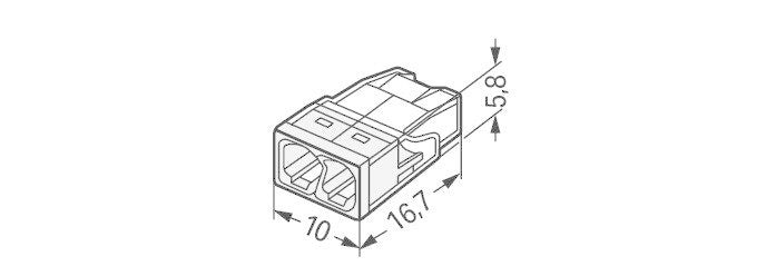 Conector LED WAGO 2 vías 0.5-2.5mm² 2273-202, IP20, 220-240V, CE RoHS, bloque de conexión compacto 100uds