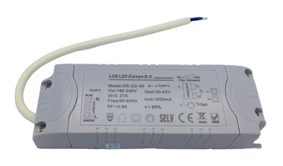 Controlador LED regulable Lcb para panel LED de 36W/40W, 30-42V 1000mA, IP20, corte de fase triac
