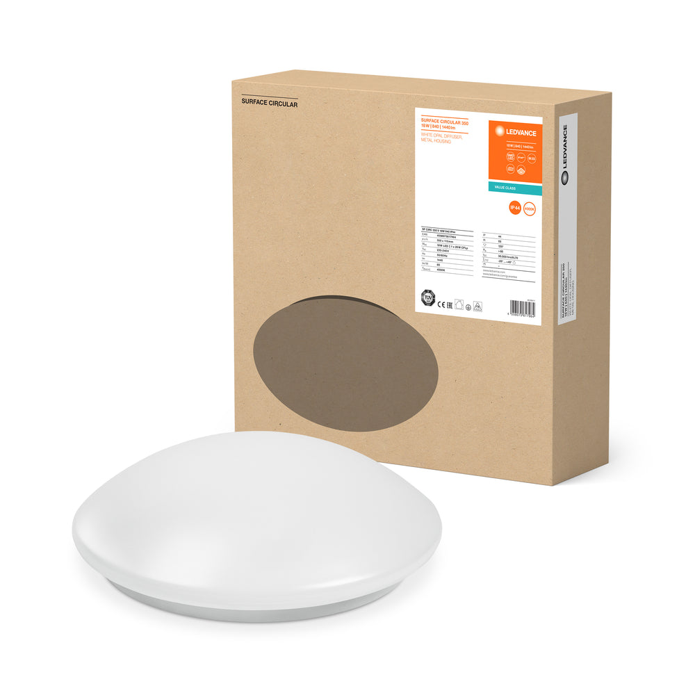 Plafón LED Circular Superficie Ø400 Blanco 24W 1920 lúmenes 3000K IP44 para iluminación interior y exterior