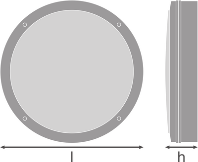 Luz LED de superficie tipo Bulkhead 300mm Blanca, 15W 1400 lúmenes, 4000K Blanco Frío, IP65